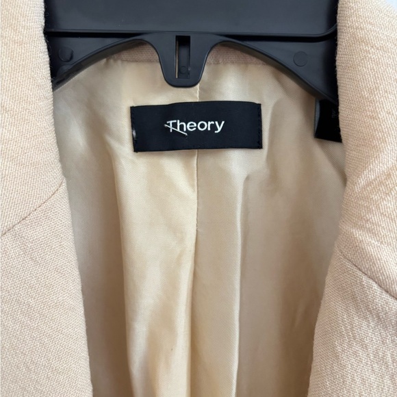 THEORY WOOL DOUBLE BREASTED TAILORED JKT TEXTURED SUIT BLAZER CREAM 6 - Picture 4 of 6